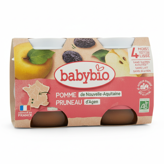 BABYBIO -- Petit pot bb pomme/pruneau 2x130g