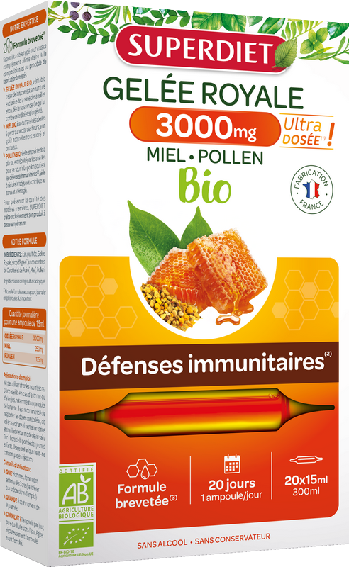 Gelée royale ultra dosée 3000 mg bio (défenses immunitaires) - 1